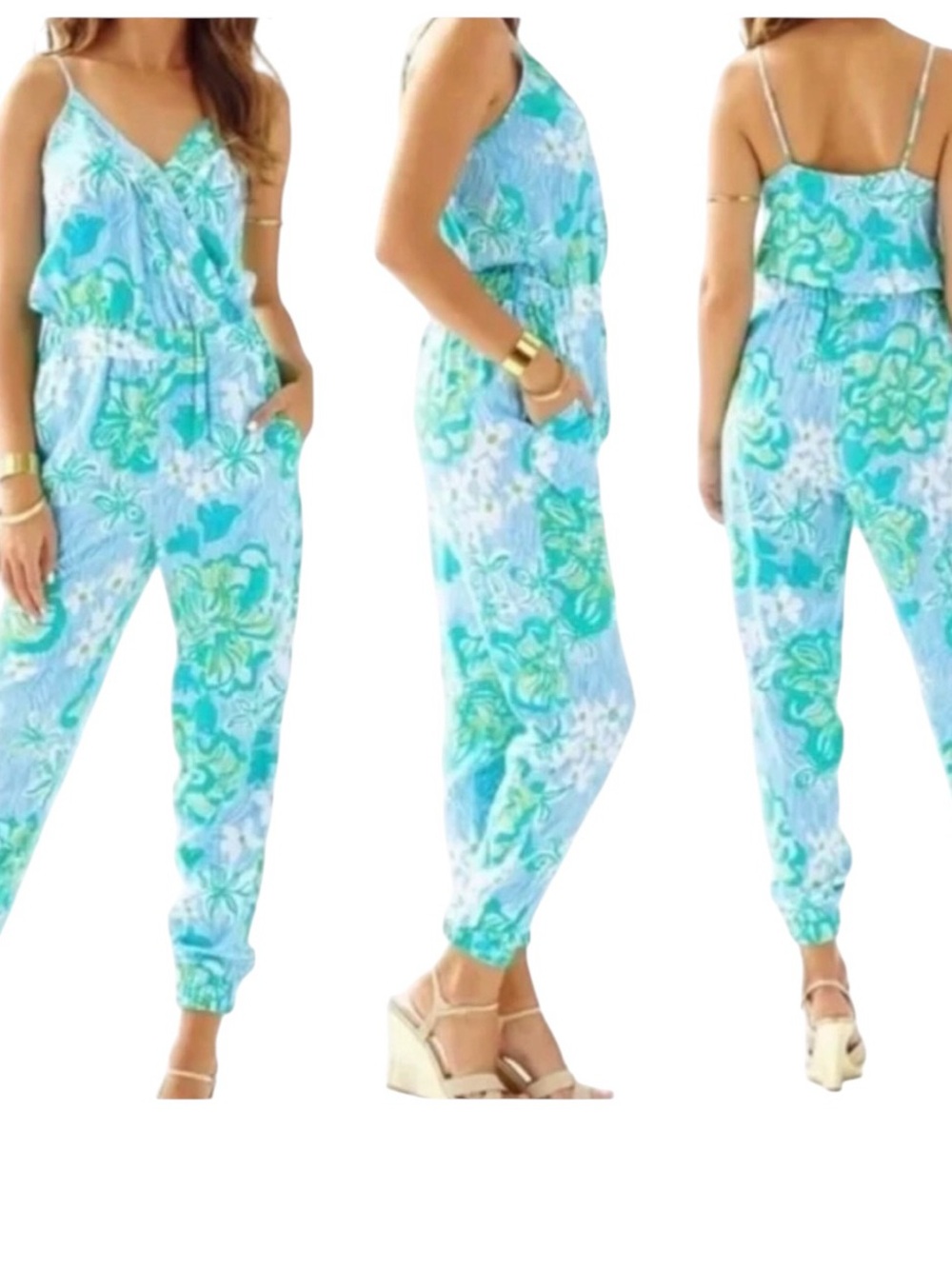 Lily Pulitzer Melba Jumpsuit L Tropical Preppy Summer Essential Lightweight - Picture 11 of 11